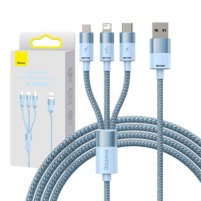 Baseus StarSpeed 3 az 1-ben töltőkábel USB - USB-C + Micro + Lightning, 3,5A, 1.2m (kék) Baseus StarSpeed 3 az 1-ben töltőkábel USB - USB-C + Micro + Lightning, 3,5A, 1.2m (kék)
