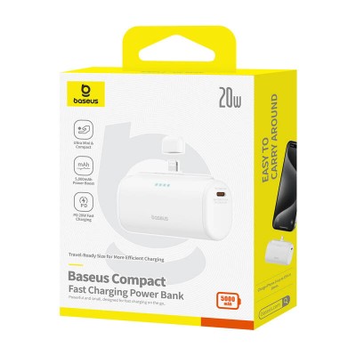 Baseus Compact powerbank, 5000mAh, 20W fehér