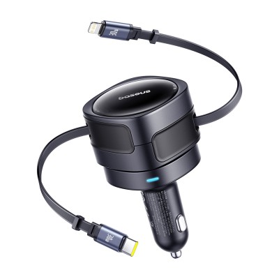 Baseus Enjoyment Max autós töltő USB-C + Lightning 60W Fekete
