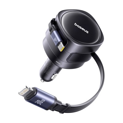 Baseus Enjoyment Max autós töltő USB-C + Lightning 60W Fekete
