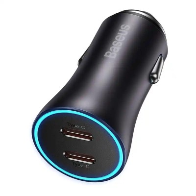 Baseus Golden Contactor Pro autós töltő, 2x USB-C, 40W szürke