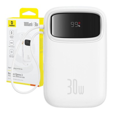 Baseus QPow 2 powerbank, 10000mAh, 30W, 2xUSB-C fehér