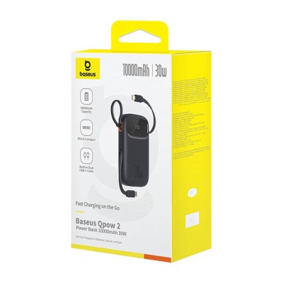 Baseus QPow 2 powerbank, 10000mAh, 30W, 2xUSB-C fekete