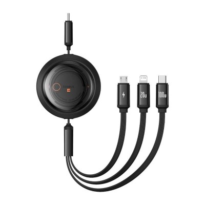 Baseus Free2Draw USB-C 3 az 1-ben kábel USB-C/Világítás/Mikro 100W, 1,1m fekete