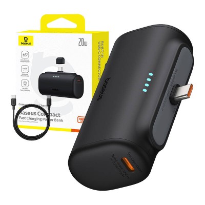 Powerbank Baseus Compact 5000mAh, 20W, USB-C fekete