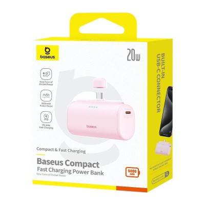 Powerbank Baseus Compact USB-C 5000mAh, 20W rózsaszín