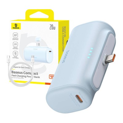 Baseus Compact USB-C Powerbank 5000mAh, 20W kék