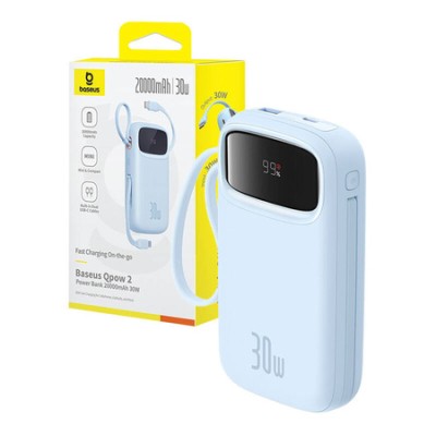 Baseus QPow 2 powerbank, 20000mAh, 30W, 2xUSB-C kék