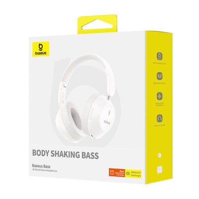 Baseus Bass 30 Max vezeték nélküli  Bluetooth 5.3 fejhallgató  (fehér)