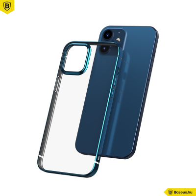 Baseus iPhone 12 Mini rugalmas gél tok, fényes fémes kerettel Shining - Kék