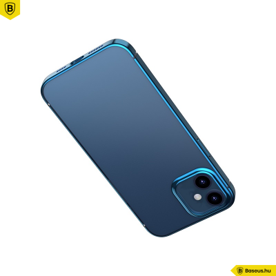 Baseus iPhone 12 Mini rugalmas gél tok, fényes fémes kerettel Shining - Kék