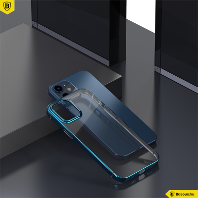 Baseus iPhone 12 Mini rugalmas gél tok, fényes fémes kerettel Shining - Kék