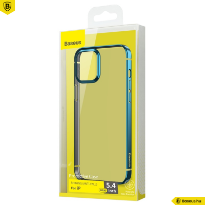 Baseus iPhone 12 Mini rugalmas gél tok, fényes fémes kerettel Shining - Kék