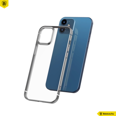 Baseus iPhone 12 Mini rugalmas gél tok, fényes fémes kerettel Shining - Ezüst