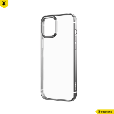 Baseus iPhone 12 Mini rugalmas gél tok, fényes fémes kerettel Shining - Ezüst
