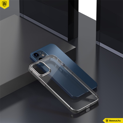 Baseus iPhone 12 Mini rugalmas gél tok, fényes fémes kerettel Shining - Ezüst
