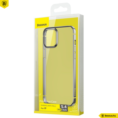 Baseus iPhone 12 Mini rugalmas gél tok, fényes fémes kerettel Shining - Ezüst