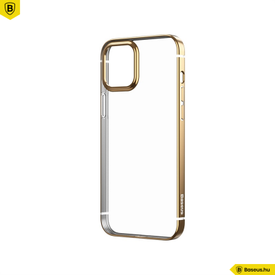 Baseus iPhone 12 Mini rugalmas gél tok, fényes fémes kerettel Shining - Arany