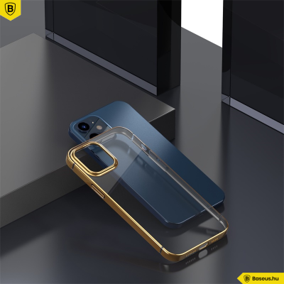 Baseus iPhone 12 Mini rugalmas gél tok, fényes fémes kerettel Shining - Arany