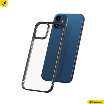 Baseus iPhone 12 rugalmas gél tok, fényes fémes kerettel Shining - Fekete