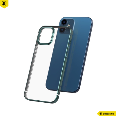 Baseus iPhone 12 rugalmas gél tok, fényes fémes kerettel Shining - Zöld