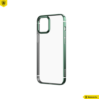 Baseus iPhone 12 rugalmas gél tok, fényes fémes kerettel Shining - Zöld