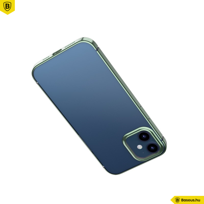 Baseus iPhone 12 rugalmas gél tok, fényes fémes kerettel Shining - Zöld