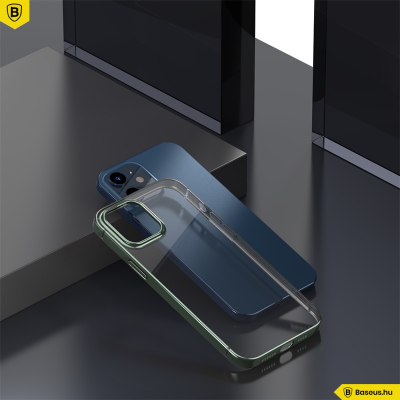 Baseus iPhone 12 rugalmas gél tok, fényes fémes kerettel Shining - Zöld