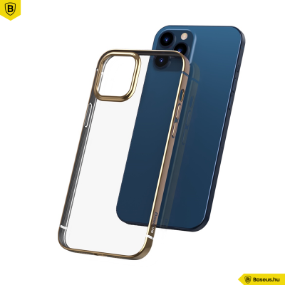 Baseus iPhone 12 Pro rugalmas gél tok, fényes fémes kerettel Shining - Arany
