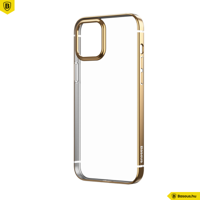 Baseus iPhone 12 Pro rugalmas gél tok, fényes fémes kerettel Shining - Arany