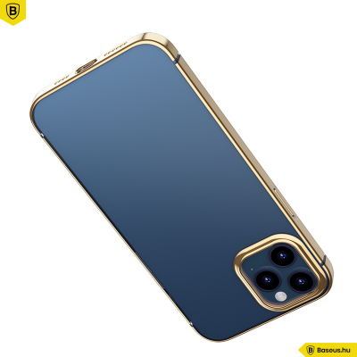 Baseus iPhone 12 Pro rugalmas gél tok, fényes fémes kerettel Shining - Arany