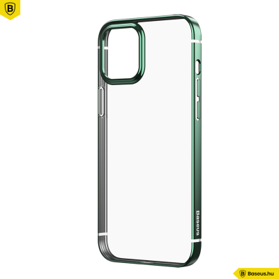 Baseus iPhone 12 Pro Max rugalmas gél tok, fényes fémes kerettel Shining - Zöld