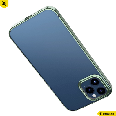 Baseus iPhone 12 Pro Max rugalmas gél tok, fényes fémes kerettel Shining - Zöld