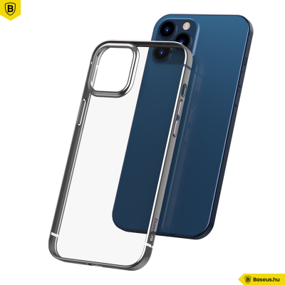 Baseus iPhone 12 Pro Max rugalmas gél tok, fényes fémes kerettel Shining - Ezüst