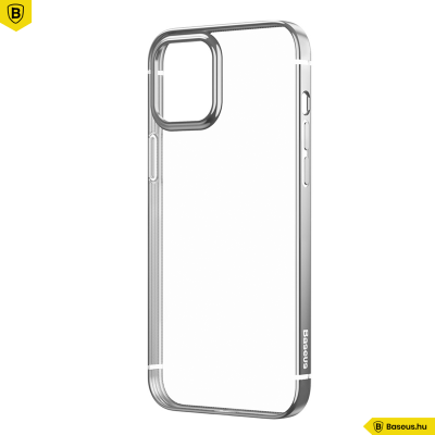 Baseus iPhone 12 Pro Max rugalmas gél tok, fényes fémes kerettel Shining - Ezüst