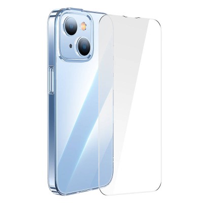 Baseus Crystal iPhone 14 Plus Átlátszó tok + edzett üvegfólia