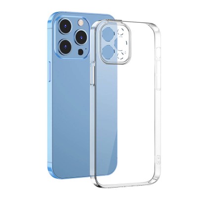 Baseus Crystal átlátszó telefontok iPhone 13 Pro, edzett üveg képernyővédő fólia és tisztítókészlet