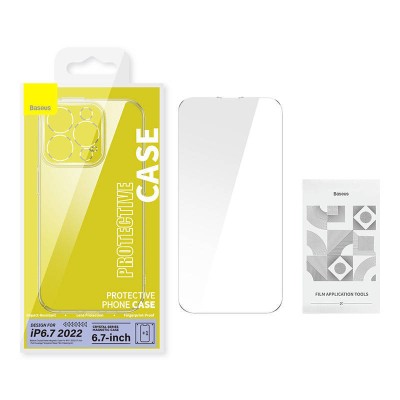 Baseus Crystal iPhone 14 Plus Átlátszó mágneses tok + üvegfólia