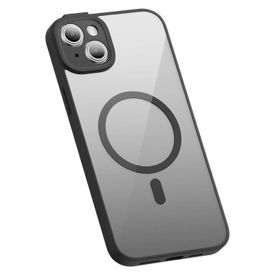 Baseus Frame iPhone 14 Plus Átlátszó mágneses telefontok + üvegfólia (fekete)