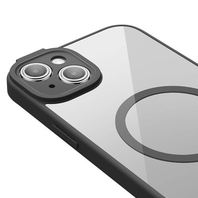 Baseus Frame iPhone 14 Plus Átlátszó mágneses telefontok + üvegfólia (fekete)