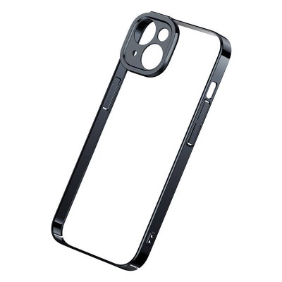 Baseus Glitter iPhone 14 Plus Átlátszó tok + edzett üvegfólia (fekete)