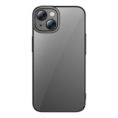Baseus Glitter iPhone 14 Plus Átlátszó tok + edzett üvegfólia (fekete)