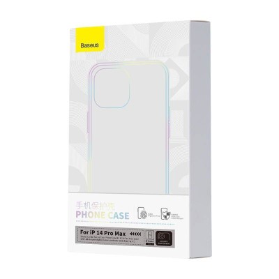 Baseus Crystal Clear telefontok iPhone 14 Pro Max-hoz (Áttetsző) + Edzett üveg + Tisztítókészlet