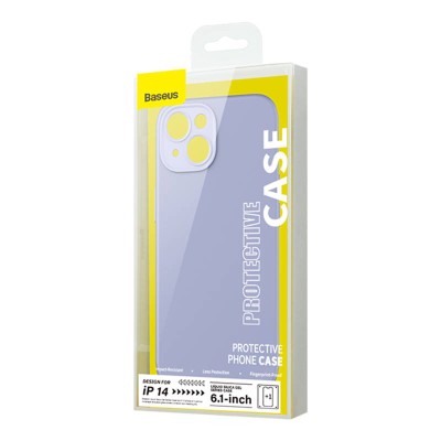 Baseus Liquid Silica iPhone 14 telefontok, üvegfólia + tisztítókészlet (lila)