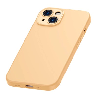 Baseus Liquid Silica iPhone 14 Plus tok, edzett üvegfólia és tisztítókészlet (sárga)