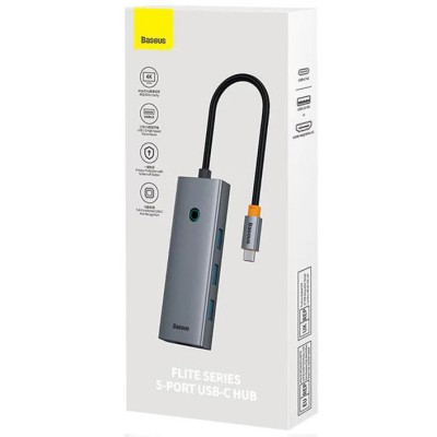 Baseus UltraJoy 5 az 1 HUB (1xHDMI4K@30Hz + 4x USB 3.0) szürke