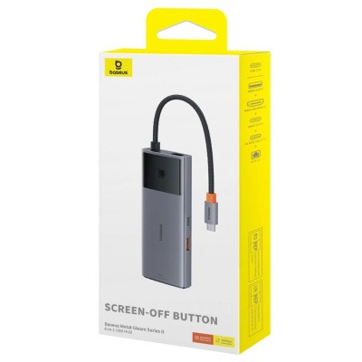 Baseus Metal Gleam Series II USB HUB 6 az 1-ben USB-A/USB-C/USB-C PD/HDMI/RJ45 - fekete