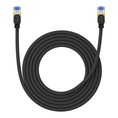 Baseus fonott hálózati kábel Cat.7, Ethernet RJ45, 10Gbps, 3m (fekete) 