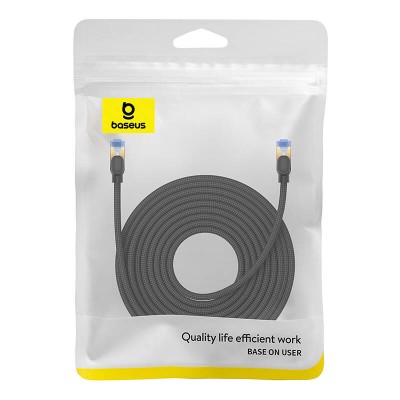 Baseus fonott hálózati kábel Cat.7, Ethernet RJ45, 10Gbps, 15m (fekete) 