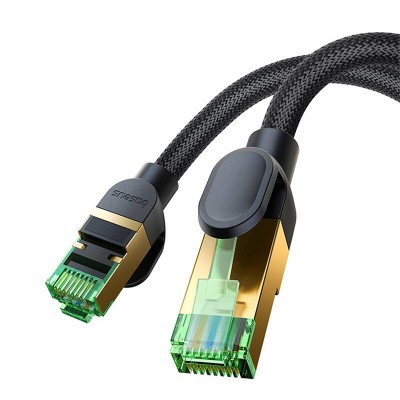 Baseus fonott hálózati kábel Cat.8, Ethernet RJ45, 40 Gbps, 2m (fekete) 